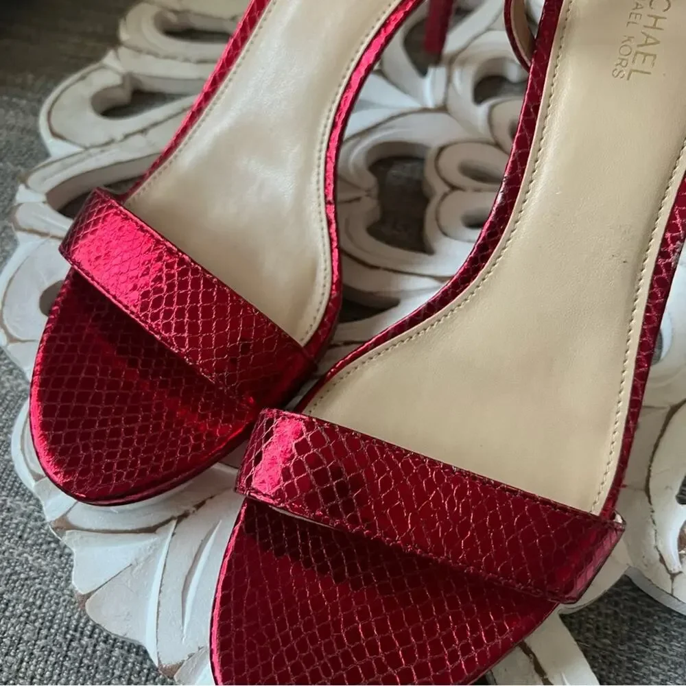 Michael Kors Red Leather High Heels Women’s 8 NEW